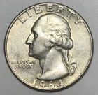 1964 25C Washington Quarter 90% Silver