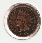 US Rare Old West 1908 Indian Head Penny Coin American Collection Shield Cent USA