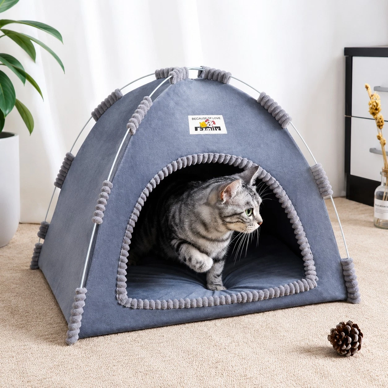 Foldable Cat House & Pet Tent - Four Seasons Universal Breathable Nest with Mat