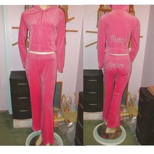 Vtg Y2K Juicy Couture Velour Tracksuit S Hoodie  Pants 2 Piece Bling Preppy EUC