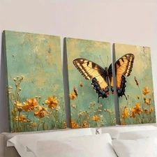3pcs Butterfly Meadow Print Set Nature IL  Wall Art Canvas  Unframed/Framed