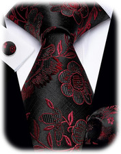 Paisley Tie Sets Floral Necktie Handkerchief Cufflinks Set Silk Woven Ties Busin