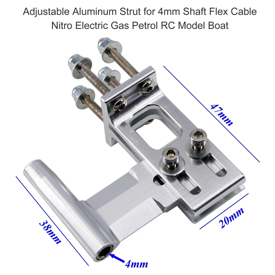 Adjustable Alloy Strut for 4mm Shaft Cable Flex Cable Nitro Electric Gas RC Boat - Image 2 of 4