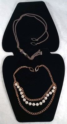 Lot 2 Eyeglass Chain Necklaces Gold Tone Beaded Glasses Holder Vintage