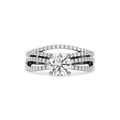 1,60 kt runder Diamant Designer Ring Set IGI Lab Created E F VVS 18 K Weißgold