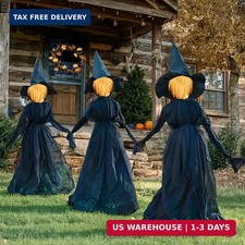 Halloween Witch Decorations Outdoor, 5 FT Set of 3 Light Up Witches Stakes