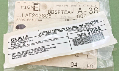 NEW REPLACES MOPAR 68366310AA Vehicle Emission Control Information Label