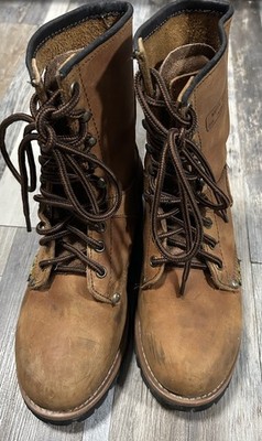 Ad Tec #2427 Logger 9'' Woman s 7 M Brown Leather Lace-Up Soft Toe Boots