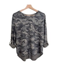 Jane and Delancey Camo Terry Sweatshirt Top Size L