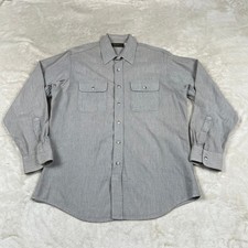 Vintage Eddie Bauer Shirt Mens L USA Made Long Sleeve Button Up Gray Cotton
