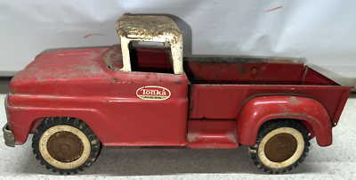Vintage 60s Tonka Toy Pick Up Truck Red/White Original Pressed