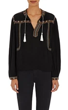  Isabel Marant Etoile SZ FR 34/US 2 CABELLA Black Embroidered Tunic Shirt Top 