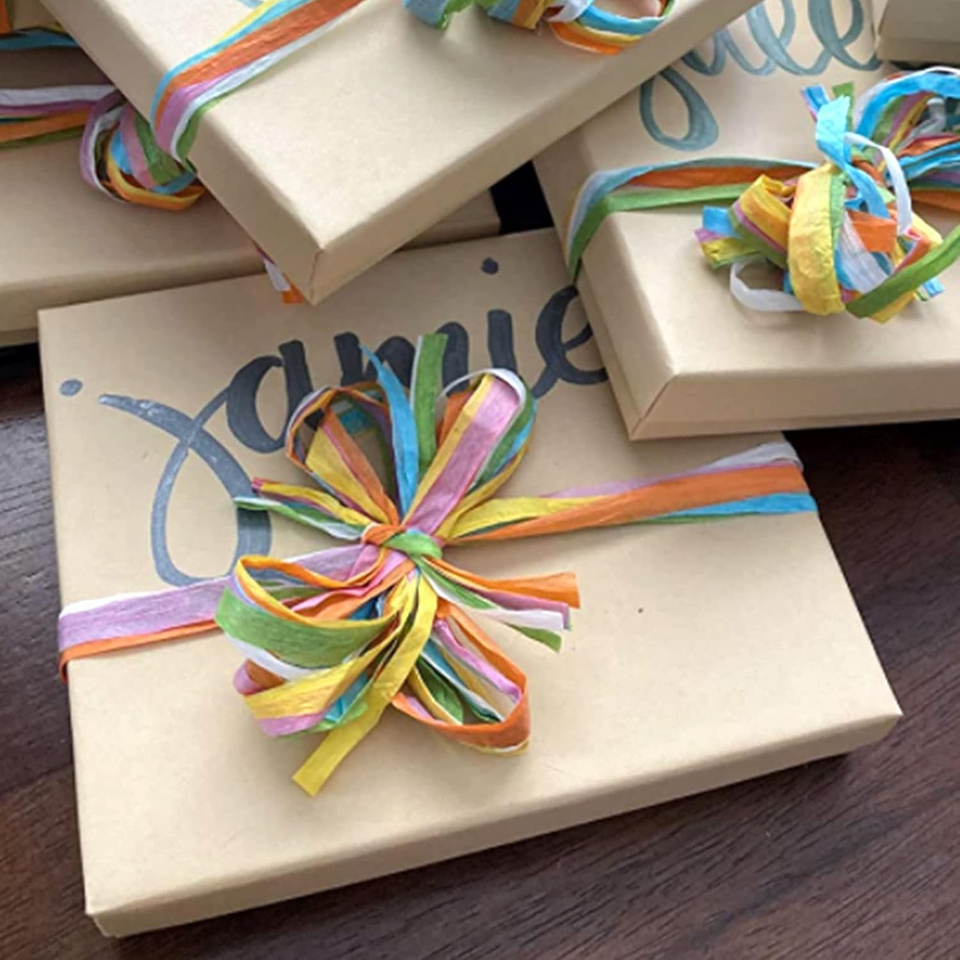 Colored 262 Feet Raffia Paper Ribbon,6 Colored Packing Paper String ...