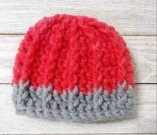 crochet handmade unisex baby hat preemie beanie gray red new