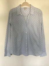 H&M Women’s Long Sleeves Shirt Blouse Blue Striped Details size UK14 EUR40 US10