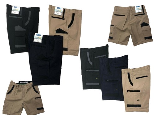 2 Pairs of Mens Stretch Shorts Work or Casual - NAVY - PLUS free nitrile gloves - Picture 4 of 6