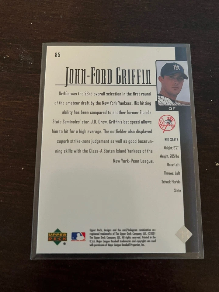 2001 Upper Deck Star Rookie RC John-Ford Griffin New York Yankees #85 - Image 2 of 4