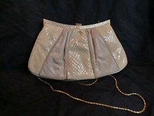 Vintage Morris Moskowitz Beige Snake Skin And Leather Clutch