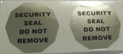 100 to 1000 OT Tamper Proof High Security Chrome Silver Protection Labels Seals
