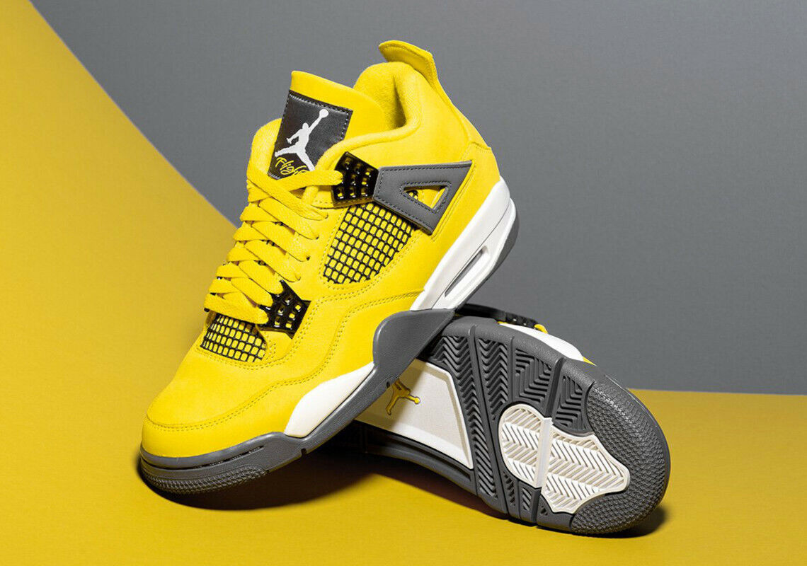 Nike Men's Air Jordan Retro IV 4 Lightning 2021 Tour Yellow Nike Men's Air Jordan Retro IV 4 Lightning 2021 Tour Yellow