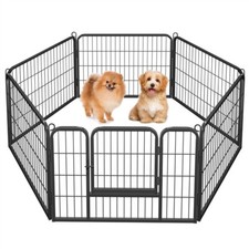 Parc Enclos Chien Chiot Lapin Grillage 6 Panneaux 60cm Intérieur Extérieur Noir