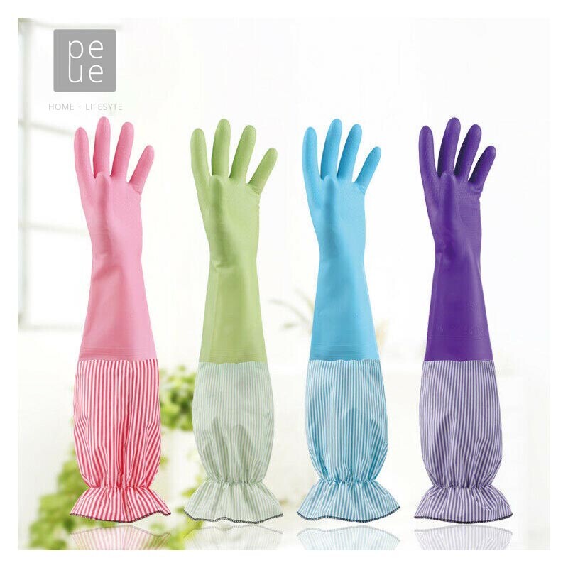 x Colorful Household Gloves Long Cuff Dish Washing Cleaning Gloves Kitchen