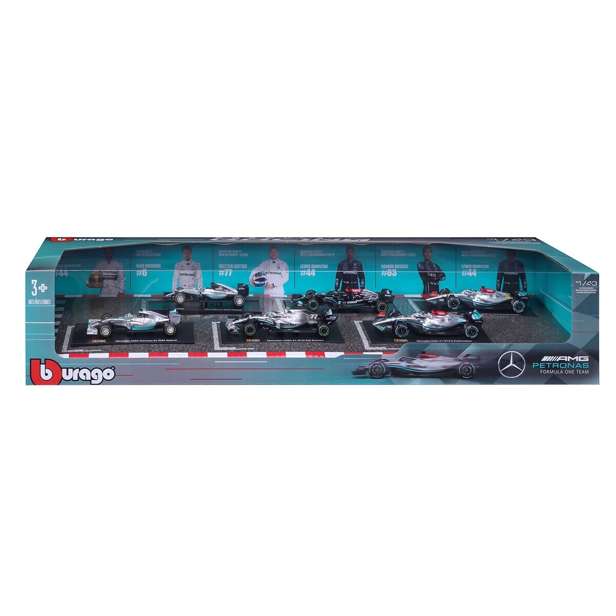 Burago Bburago Mercedes AMG Formula 1 Racing F1 1/43 6-Car