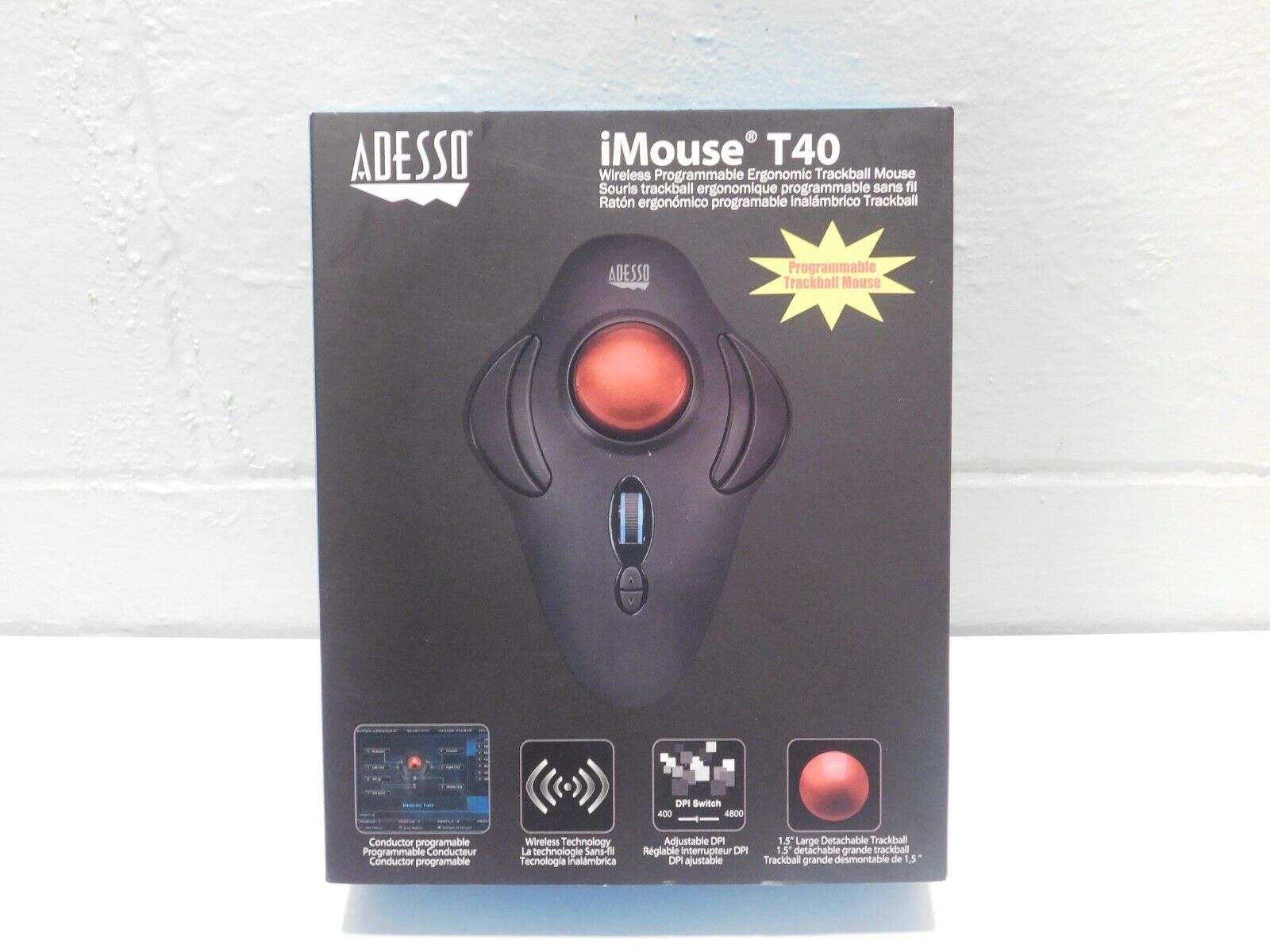 Adesso IMOUSE T40 Mouse 2.4GHz Wireless Ergonomic programable Desktop Trackball 