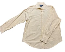 Vtg Polo Ralph Lauren Button Up Shirt Mens 18 Solid Yellow Regent Classic Fit