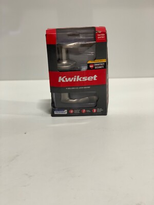 Kwikset Halifax Square Keyed Entry Door Handle SmartKey Satin Nickel 97402-812