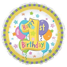 Pastel 1st Birthday 17" Foil Balloon Non-Packaged