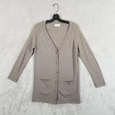 Toast Cardigan Women 10 Beige 100% Wool Longline Pockets Lightweight Sweater