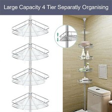 4 Tier Telescopic Bathroom Wall Corner Shelf Rack Shower Caddy Storage Organizer