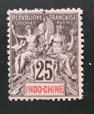 TIMBRE D'INDOCHINE - 1892/96 YVERT N° 10 NEUF SANS GOMME (*) - DENTS DEFECTUEUSE