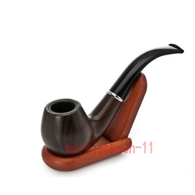 Vintage Style Wooden Effect Bent Tobacco Pipe - ABS Material Smoking Pipe