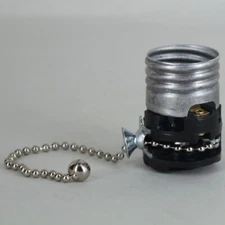Pull Chain E26 Medium Base Lamp Socket Interior 5 Inch Nickel Chain 48320NJB
