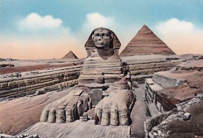 EGYPT, SPHINX AND PYRAMIDS, Rare Vintage REAL PHOTO Postcard 1940s
