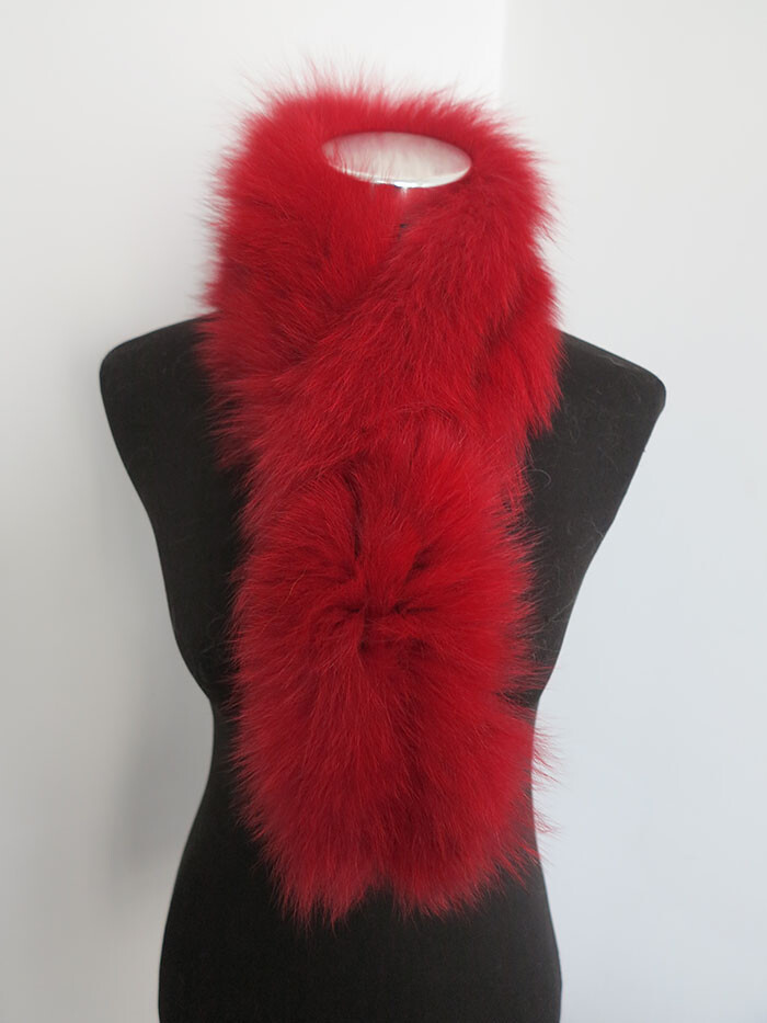 Faux Fur Stole Red Fox Scarf Knit 100% Real Fox Fur Scarf /cape