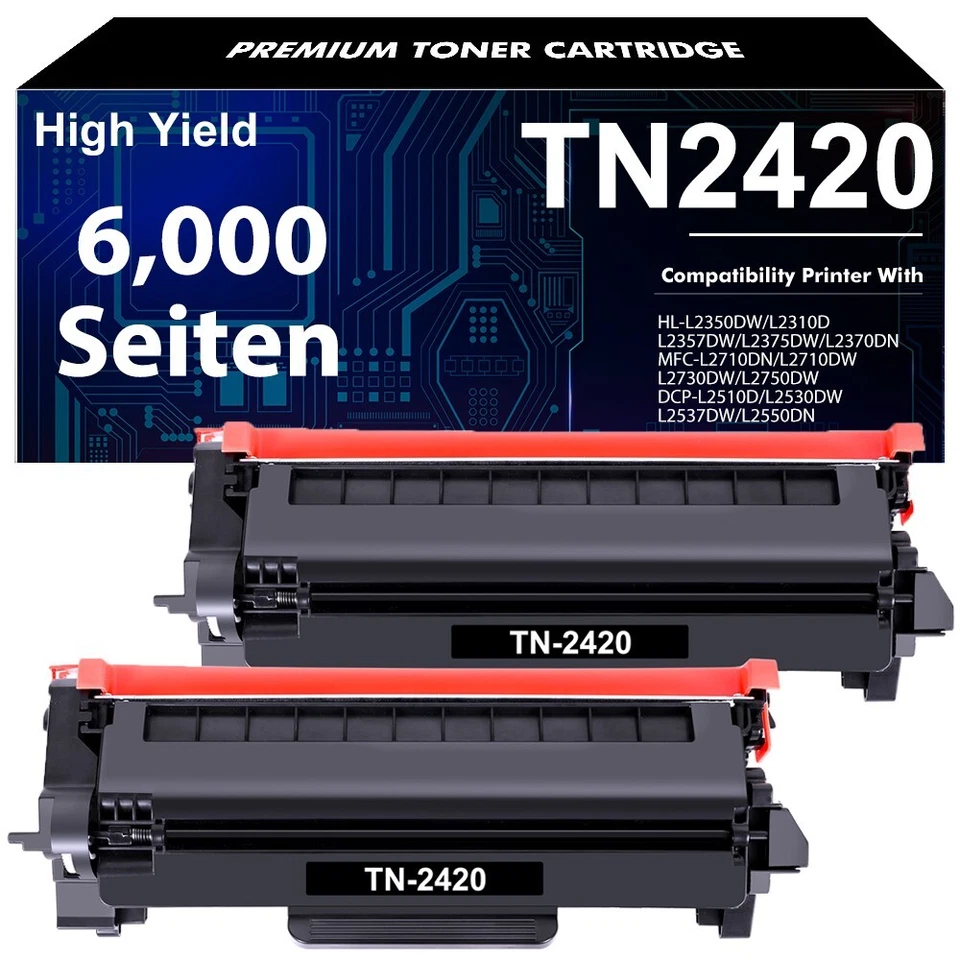 2 XXL Toner für Brother TN-2420 MFC-L2710DW MFC-L 2710 DN HL-L2310 D HL-L2350 DW
