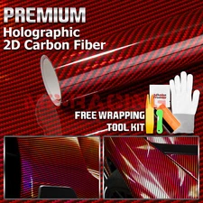 Holographic Carbon Fiber Red Laser Chrome Car Vinyl Wrap Sheet Decal Sticker