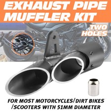Motorrad Auspuff Twin Endtopf Schalldämpfer mit DB-Killer Universal Für 38-51mm