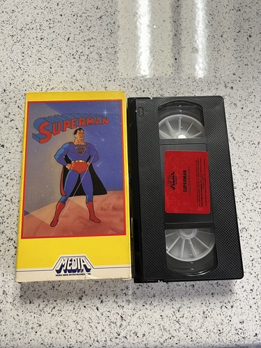 Superman Cartoon VHS 1982 Collection Of 1940s shorts. Media Video RED Label RARE