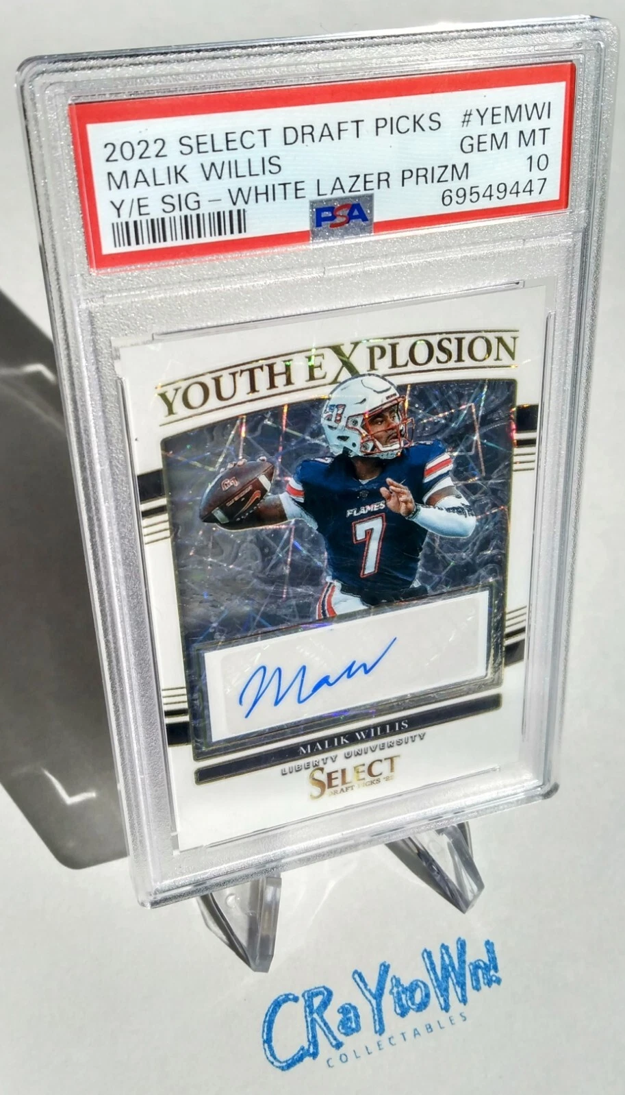 Malik Willis Panini Select Draft Picks Youth Explosion Signatures #YEMWI White Lazer