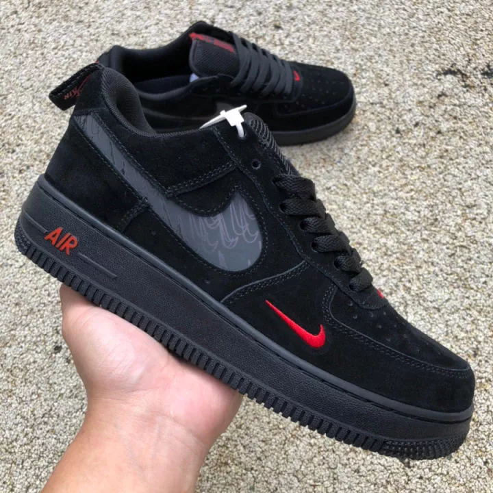 Nike Air Force 1 '07 LV8 Reflective Swoosh Black Crimson DZ4514-001  Men's Shoes