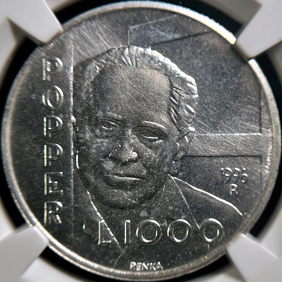 SAN MARINO. 1996, 1000 Lire, Silver - NGC MS67 - Top Pop 🥇 Philosophers, Popper - Image 3 of 4