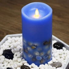 luminara 7in Seashell Ivory Wax,Flameless LED Battery Pillar Candle with Remote