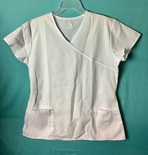 JDM WOMEN TIE BACK WHITE TOP SCRUBS SIZE MEDIUM