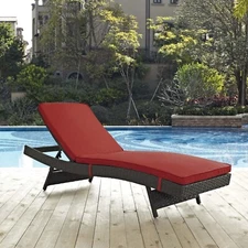 Modway Outdoor Patio Wicker Rattan Lounge Chair & Sunbrella® Canvas Red Cushion