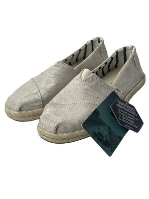 Toms Women Sz 7.5 Classic Natural Pearlized Metallic Woven Shoes 10013508 NWT
