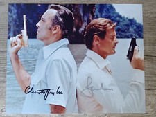 Roger Moore + Christopher Lee Signed Photo - COA Bond 007 Golden Gun Autographs